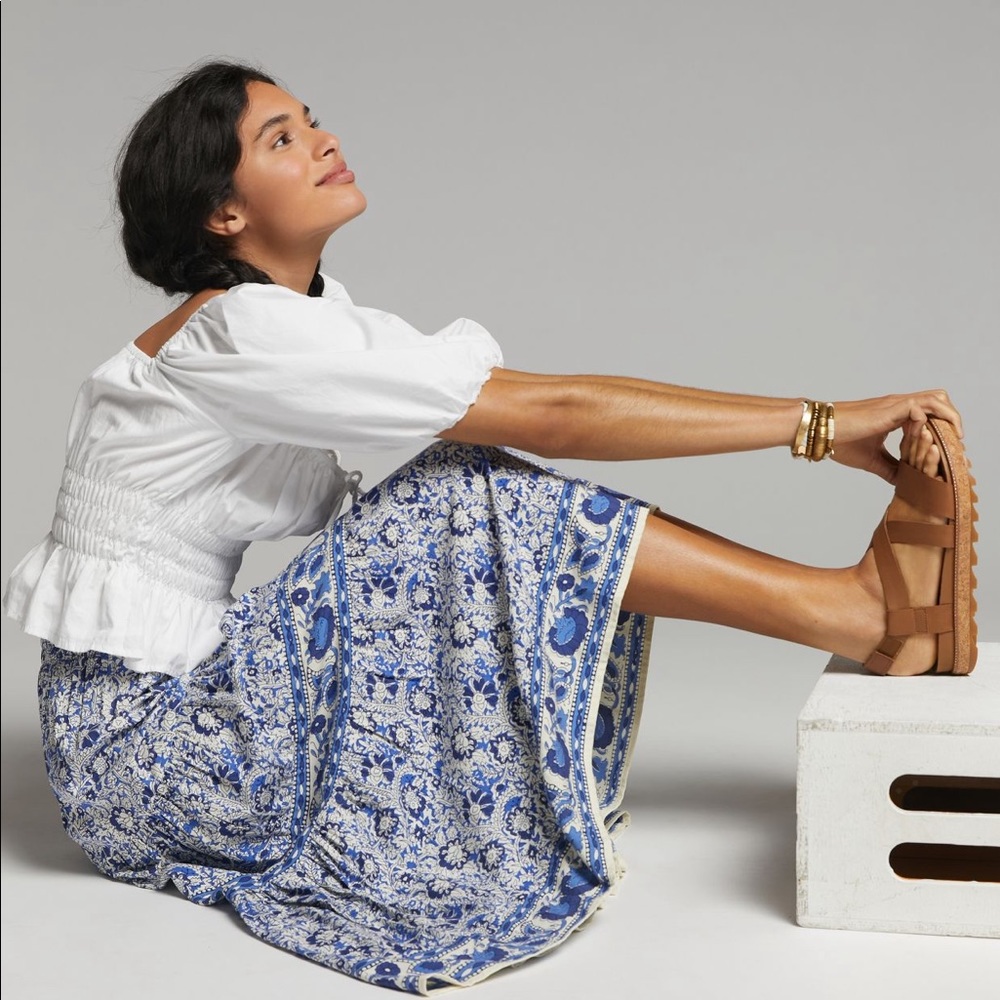 Anthropologie Beachgold Sora Tiered Midi Skirt